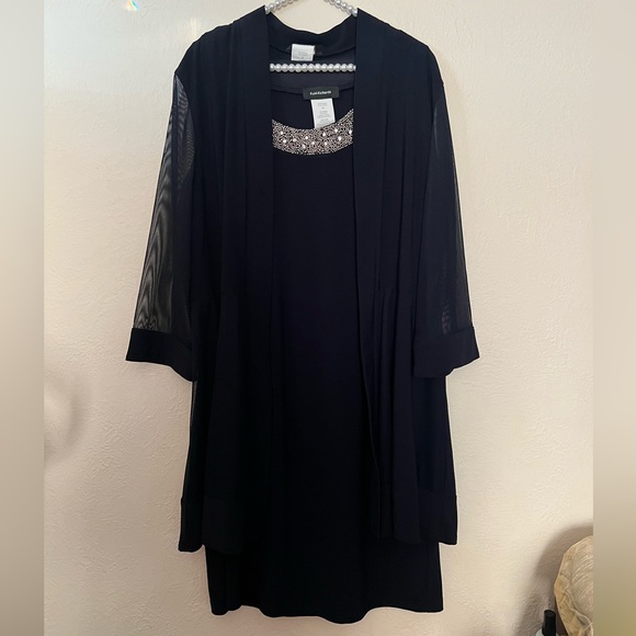 R&M Richards 16 blue Dress with jacket Sheer Sleeves - Picture 3 of 8